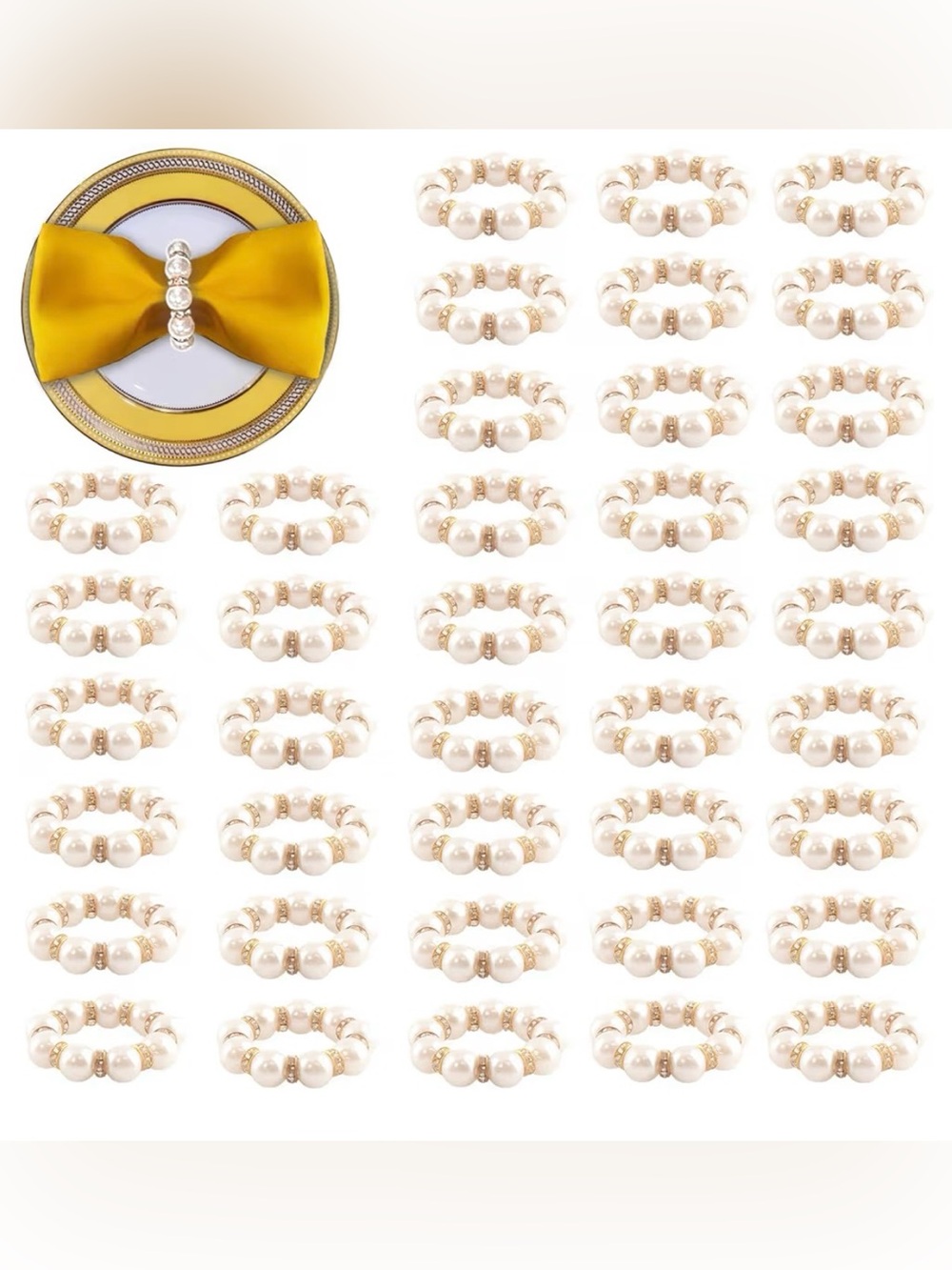 White and gold napkin rings